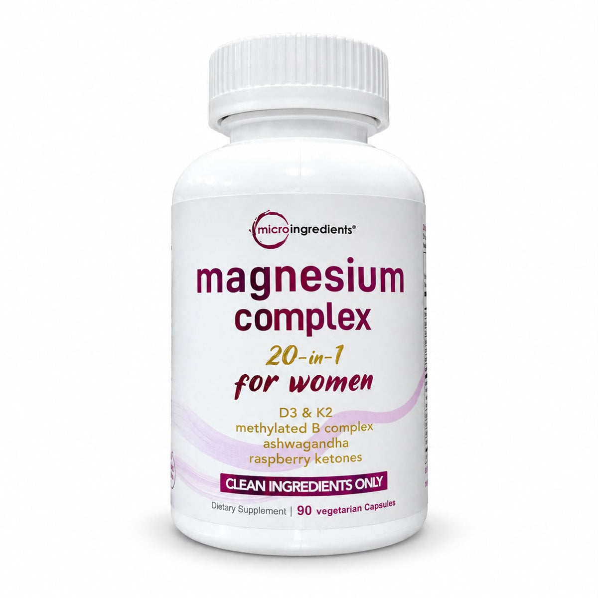 Frasco de complejo de magnesio para mujeres con 120 cápsulas