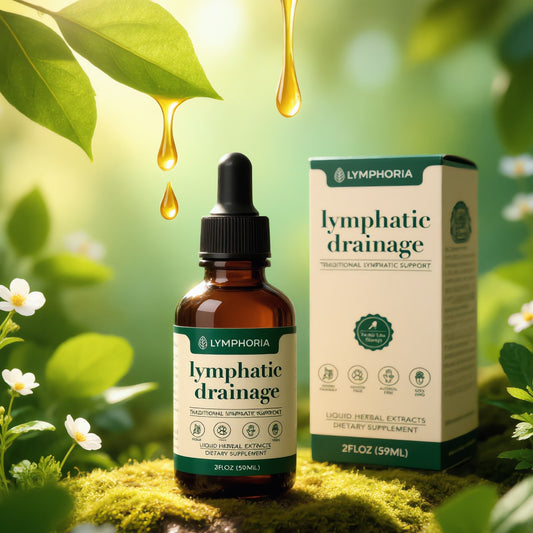 Gotas Lymphoria 60 ml entre hojas y flores
